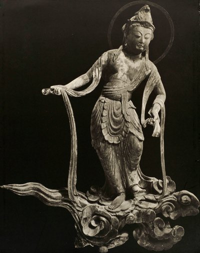 Bosatsu playing musical instrument, from the 11th century, Late Heian Period, Byodo-In, Kyoto, 1950 by Japanese Photographer